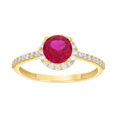 14kt Yellow Gold Womens Pink White Cubic-Zirconia Halo Fashion Ring